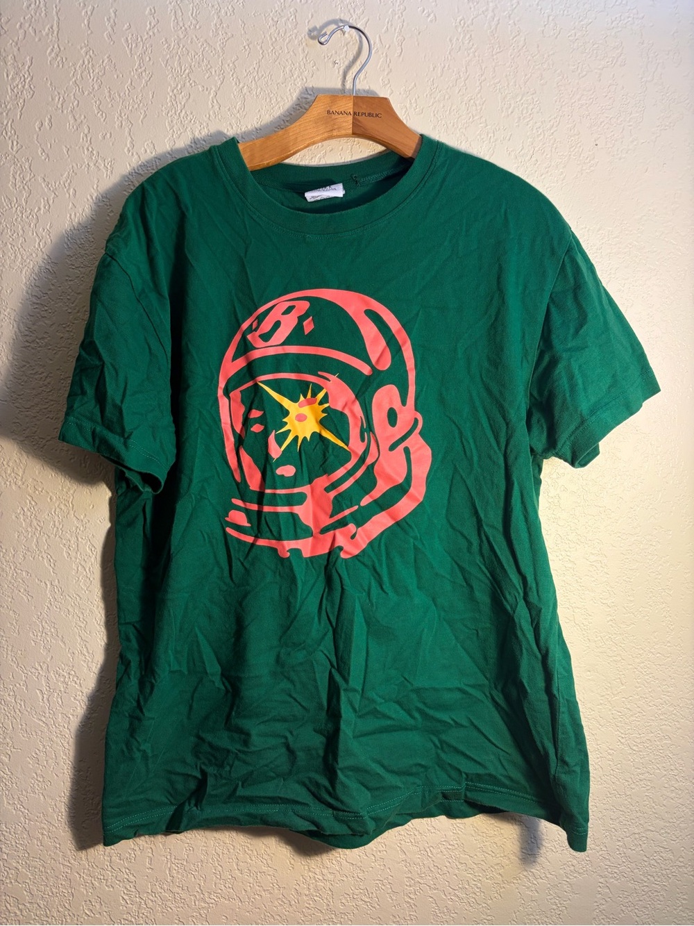 Billionaire Boys Club Green Tee with Coral Helmet Graphic